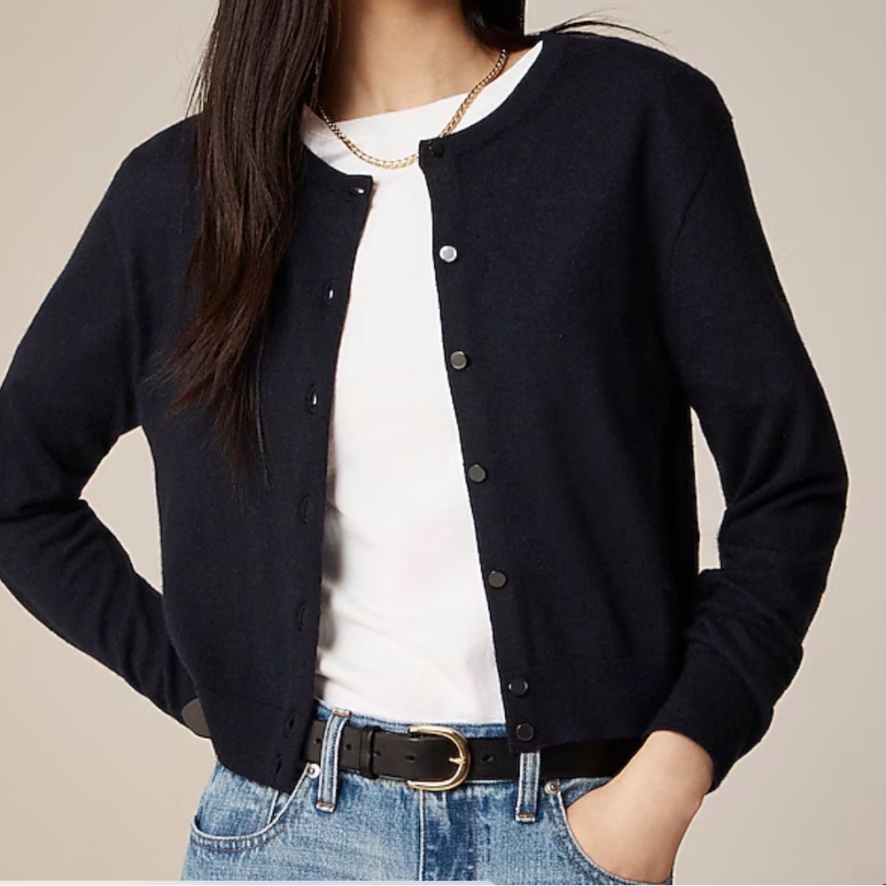 J. Crew Women's Midnight Blue Featherweight Cashmere Cardigan